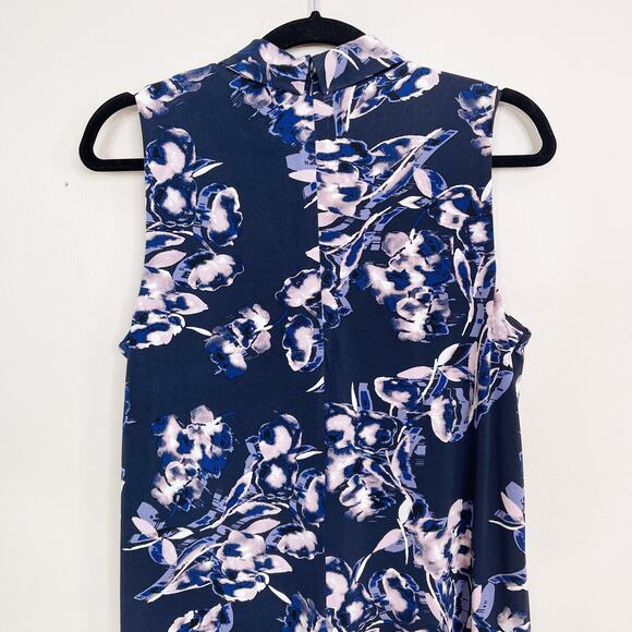 Ivanka Trump Floral Keyhole Collar Neck Sheath Dress Blue Pink Medium Cocktail - Picture 6 of 11